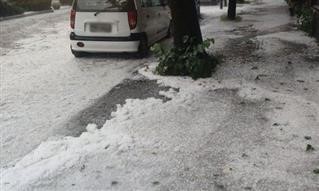 Σφοδρή καταιγίδα με χαλάζι στο κέντρο των Ιωαννίνων