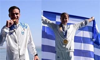  Οι σημαιοφόροι της Ελλάδας στην τελετή λήξης των Μεσογειακών Αγώνων 